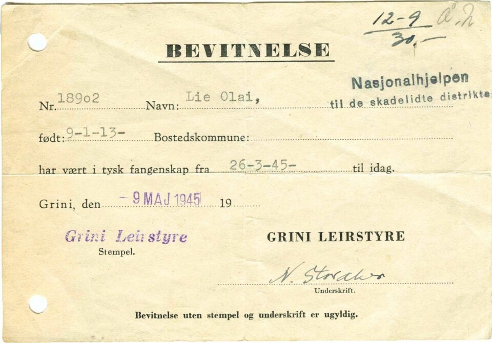 Dei som sat på Grini under krigen fekk skriftleg prov på det.