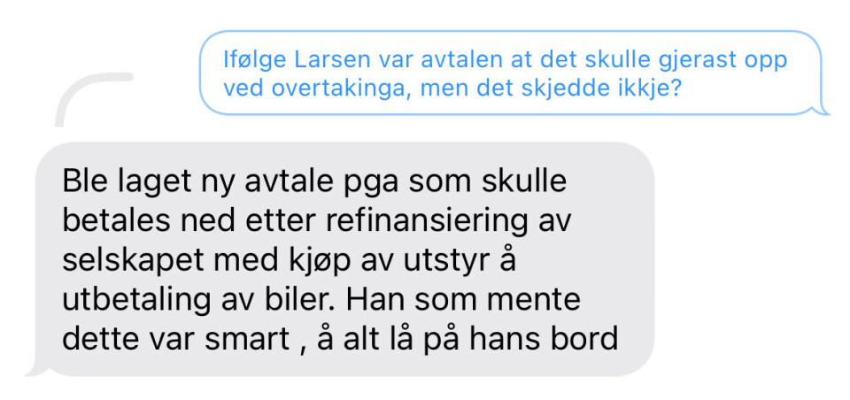 Roas forklaring på kvifor lånet til Totak AS ikkje blei gjort opp.