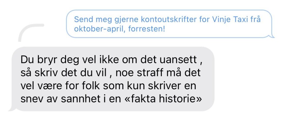 VTB har ikkje lykkast i å få konkret dokumentasjon frå Roa når det gjeld kvar pengane til Vinje Taxi AS blei av.