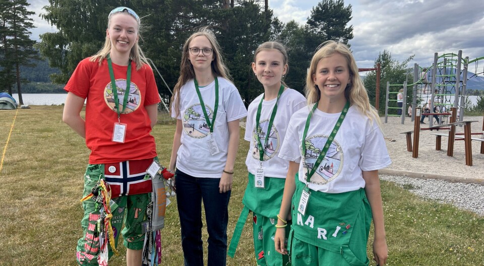 Helene Oma Dahle (f.v.), Kari Helene Tveit, Emma Sophie Anderssen og Mari Gjerlid Opsund er klare for fire dagar med 4H-leir.