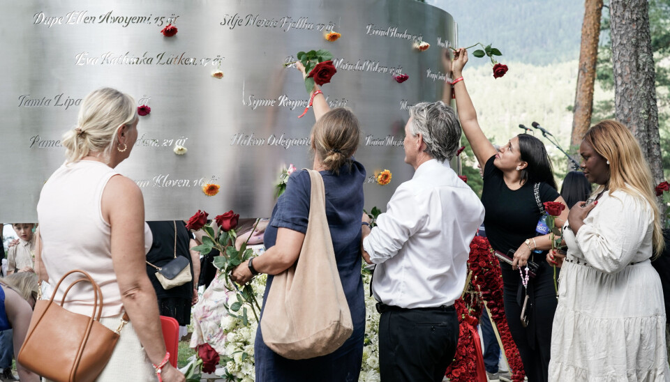 Statsminister Jonas Gahr Støre (Ap) under minnemarkeringa på Utøya 14 år etter terrorangrepet 22. juli 2011.