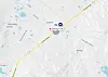 Kartutsnitt med Stangvik, vegar og vassdrag markerte.